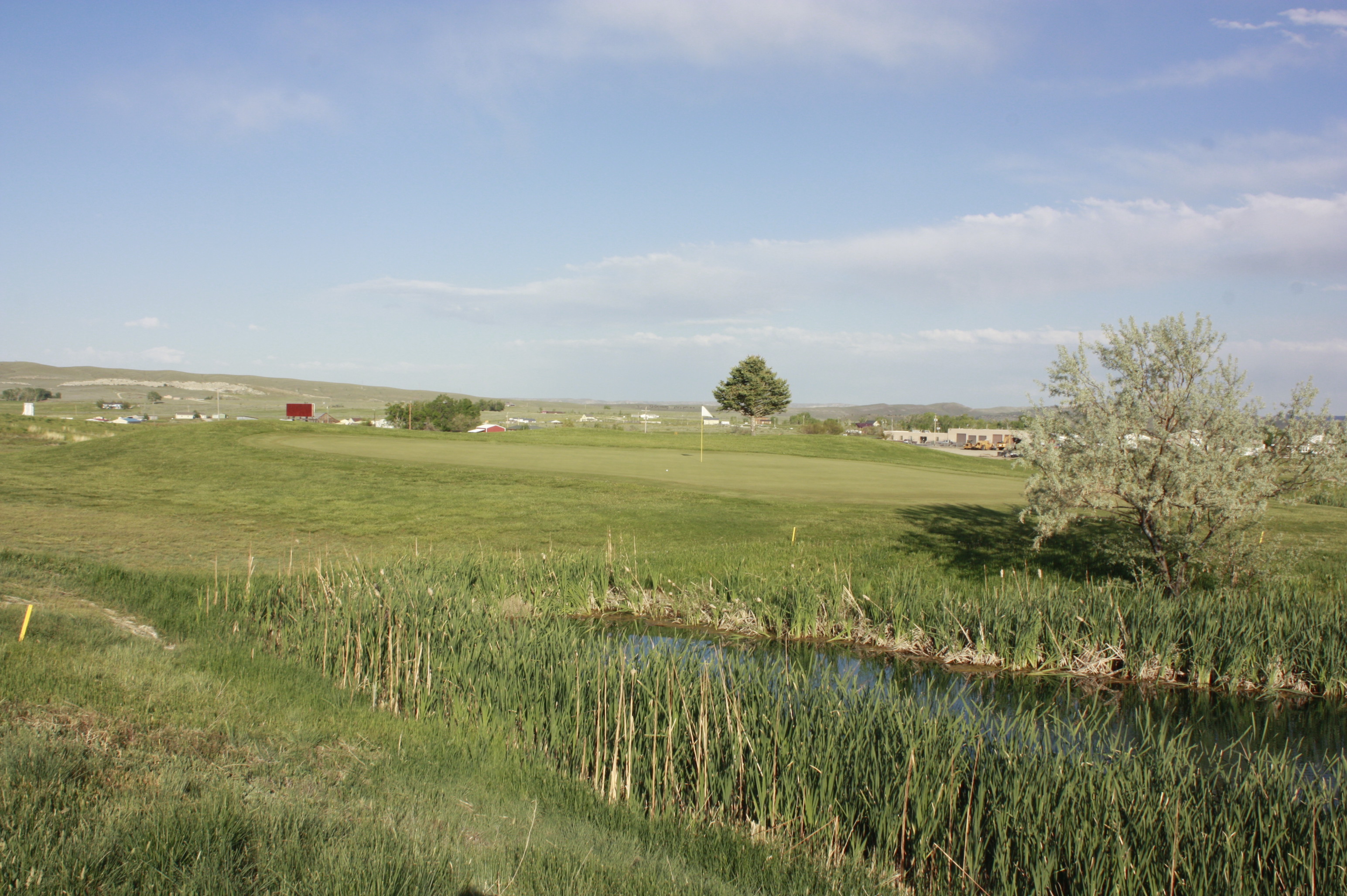Pond on golf course fairway